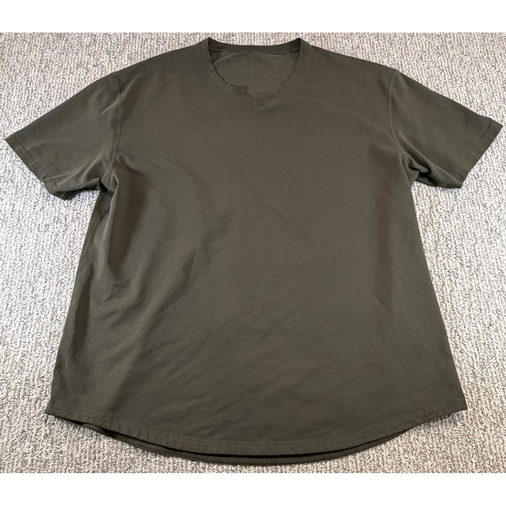 BYLT Shirt Men's XXL Military‎ Green V Neck Lux Short Sleeve Casual Drop Cut